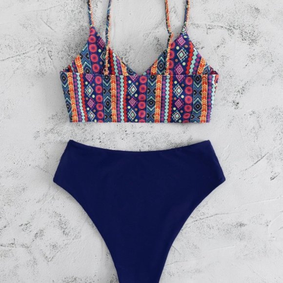 Geo Print Bikini Swimsuit Bathing Suit - Picture 5 of 7